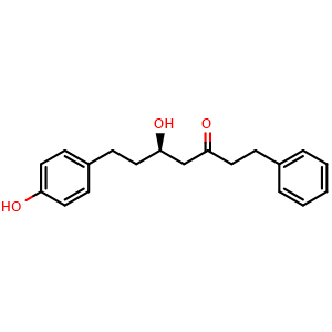 Chemical structure of (R)-5-Hydroxy-7-(4-hydroxyphenyl)-1-phenylheptan-3-one , CAS 1961196-24-6, AChemBlock AD274738