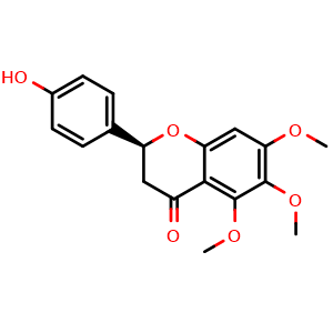 Chemical structure of (S)-2-(4-Hydroxyphenyl)-5,6,7-trimethoxychroman-4-one , CAS 72943-91-0, AChemBlock AD274743