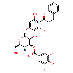 Chemical structure of 2',4',6'-Trihydroxydihydrochalcone 4'-O-(3''-O-galloyl)glucoside , CAS 1885097-49-3, AChemBlock AD274776