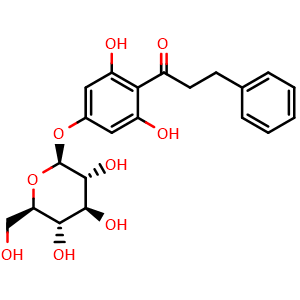 Chemical structure of 2',4',6'-Trihydroxydihydrochalcone 4'-O-glucoside , CAS 73519-16-1, AChemBlock AD274780