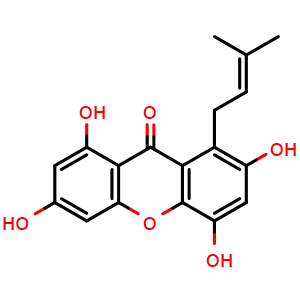 Chemical structure of 1,3,5,7-Tetrahydroxy-8-prenylxanthone , CAS 444004-76-6, AChemBlock AD274803