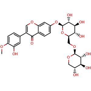 Chemical structure of Calycosin 7-O-xylosylglucoside , CAS 224957-12-4, AChemBlock AD274843