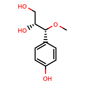 Chemical structure of (2R,3R)-3-(4-Hydroxyphenyl)-3-methoxypropane-1,2-diol , CAS 1621347-17-8, AChemBlock AD274856