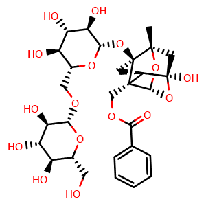Chemical structure of 6'-O-Glucopyranosylpaeoniflorin , CAS 1427054-21-4, AChemBlock AD274892