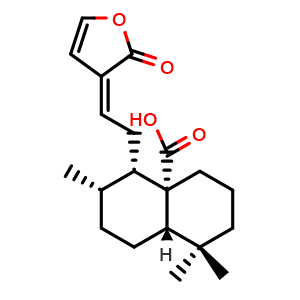 Chemical structure of Labda-12E,14-dien-16,15-olid-17-oic acid , CAS 1855905-16-6, AChemBlock AD274914