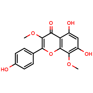 Chemical structure of 5,7,4'-Trihydroxy-3,8-dimethoxyflavone , CAS 14965-09-4, AChemBlock AD274918