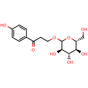 Chemical structure of 3,4'-Dihydroxypropiophenone 3-O-glucoside , CAS 53170-92-6, AChemBlock AD274923