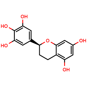 Chemical structure of (S)-5-(5,7-diHydroxychroman-2-yl)benzene-1,2,3-triol , CAS 493-44-7, AChemBlock AD274935