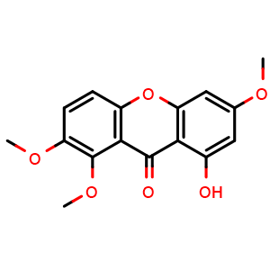 Chemical structure of 1-Hydroxy-3,7,8-trimethoxyxanthone , CAS 20882-69-3, AChemBlock AD274976