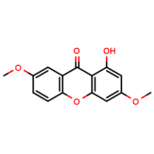 Chemical structure of 1-Hydroxy-3,7-dimethoxyxanthon , CAS 13379-35-6, AChemBlock AD274978