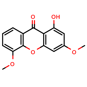 Chemical structure of 1-hydroxy-3,5-dimethoxyxanthone , CAS 6563-48-0, AChemBlock AD274979