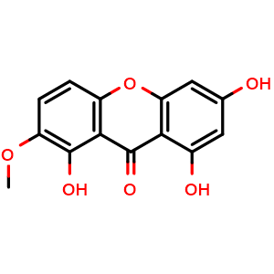 Chemical structure of 1,3,8-Trihydroxy-7-methoxyxanthone , CAS 5042-15-9, AChemBlock AD274981