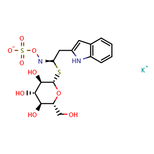 Chemical structure of Glucobrassicin potassium salt , CAS 143231-38-3, AChemBlock AD275006