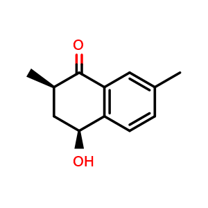 Chemical structure of (2R,4S)-3,4-Dihydro-4-hydroxy-2,7-dimethyl-1(2H)-naphthalenone , CAS 1932291-56-9, AChemBlock AD275112