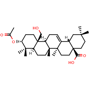 Chemical structure of 3alpha-Acetyloxy-25-hydroxyolean-12-en-28-oic acid , CAS 469895-08-7, AChemBlock AD275125