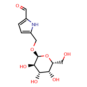Chemical structure of 5-[(alpha-D-galactopyranosyloxy)methyl]-1H-pyrrole-2-carbaldehyde , CAS 1377977-55-3, AChemBlock AD275136