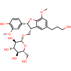 Chemical structure of (7R,8R)-Dihydrodehydrodiconiferyl alcohol 9-O-beta-D-glucoside , CAS 351346-10-6, AChemBlock AD275150