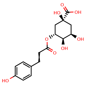Chemical structure of 3-O-Coumaroylquinic acid , CAS 1899-30-5, AChemBlock AD275153