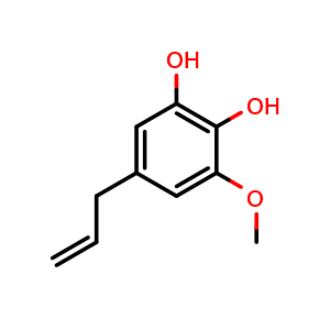 Chemical structure of 5-Allyl-1-methoxy-2,3-dihydroxybenzene , CAS 4055-72-5, AChemBlock AD275175