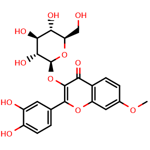 Chemical structure of Rhamnetin 3-glucoside , CAS 27875-34-9, AChemBlock AD275180