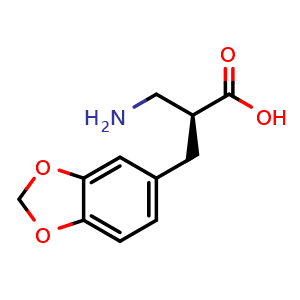 Chemical structure of (S)-3-Amino-2-(benzo[d][1,3]dioxol-5-ylmethyl)propanoic acid , CAS 1190597-14-8, AChemBlock AD275212