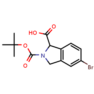 Chemical structure of 5-bromo-2-(tert-butoxycarbonyl)isoindoline-1-carboxylic acid , CAS 2101238-21-3, AChemBlock AD275213