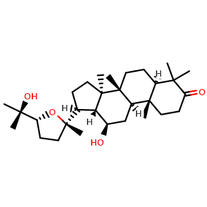 Chemical structure of 20S,24R-Epoxydammara-12beta,25-diol-3-one , CAS 25279-15-6, AChemBlock AD275215