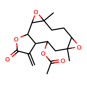 Chemical structure of Epitulipinolide diepoxide , CAS 39815-40-2, AChemBlock AD275224