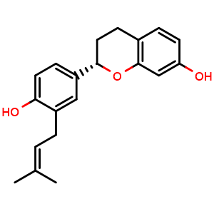 Chemical structure of (2S)-7,4′-Dihydroxy-3′-prenylflavan , CAS 376361-96-5, AChemBlock AD275290