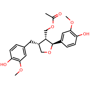 Chemical structure of Lariciresinol acetate , CAS 79114-77-5, AChemBlock AD275296
