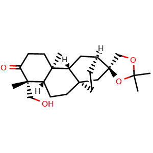 Chemical structure of 16beta,17-Isopropylidenedioxy-ent-atisan-19-ol-3-one , CAS 2056274-45-2, AChemBlock AD275339