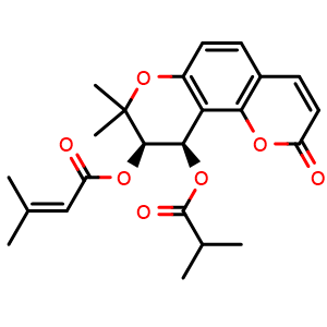 (9R,10R)-9,10-Dihydro-8,8-dimethyl-10-(2-methyl-1-oxopropoxy)-2-oxo-2H,8H-benzo[1,2-b:3,4-b′]dipyran-9-yl 3-methyl-2-butenoate