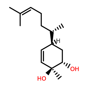 Chemical structure of (1S,2S,5R)-5-[(1S)-1,5-Dimethyl-4-hexen-1-yl]-2-methyl-3-cyclohexene-1,2-diol , CAS 129673-87-6, AChemBlock AD275406