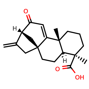 Chemical structure of (4alpha)-12-Oxokaura-9(11),16-dien-18-oic acid , CAS 74284-42-7, AChemBlock AD275415