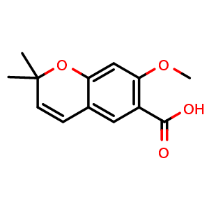 Chemical structure of 7-Methoxy-2,2-dimethyl-2H-1-benzopyran-6-carboxylic acid , CAS 179457-70-6, AChemBlock AD275417