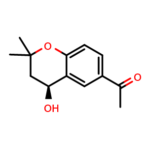 Chemical structure of 1-[(4S)-3,4-Dihydro-4-hydroxy-2,2-dimethyl-2H-1-benzopyran-6-yl]ethanone , CAS 1890153-71-5, AChemBlock AD275422