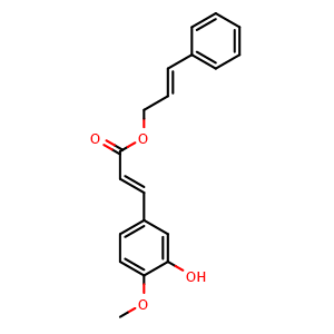 Chemical structure of (2E)-3-Phenyl-2-propen-1-yl (2E)-3-(3-hydroxy-4-methoxyphenyl)-2-propenoate , CAS 115610-31-6, AChemBlock AD275423