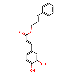 Chemical structure of (2E)-3-Phenyl-2-propen-1-yl (2E)-3-(3,4-dihydroxyphenyl)-2-propenoate , CAS 115610-32-7, AChemBlock AD275424