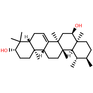 Chemical structure of (3beta,13alpha,14beta,16alpha)-13-Methyl-26-norurs-7-ene-3,16-diol , CAS 214351-30-1, AChemBlock AD275425