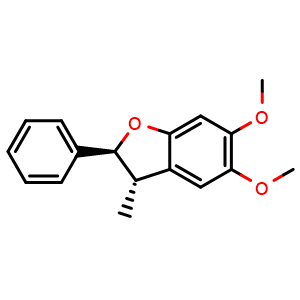 Chemical structure of rel-(2S,3S)-5,6-Dimethoxy-3-methyl-2-phenyl-2,3-dihydrobenzofuran , CAS 40357-59-3, AChemBlock AD275432