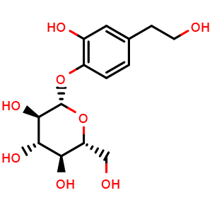Chemical structure of Hydroxytyrosol 4-glucoside , CAS 54695-80-6, AChemBlock AD275454