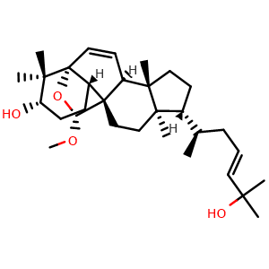 Chemical structure of (19R,23E)-5beta,19-Epoxy-19-methoxycucurbita-6,23-diene-3beta,25-diol , CAS 332950-28-4, AChemBlock AD275500