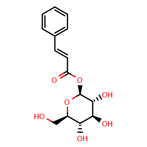 Chemical structure of beta-D-Glucopyranose, 1-[(2E)-3-phenyl-2-propenoate] , CAS 40004-96-4, AChemBlock AD275505