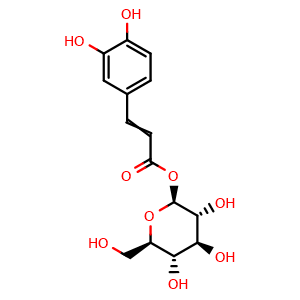Chemical structure of 1-O-Caffeoyl-beta-D-glucopyranose , CAS 14364-08-0, AChemBlock AD275509