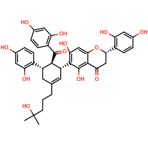 Chemical structure of (-)-Sanggenone T , CAS 164177-06-4, AChemBlock AD275556