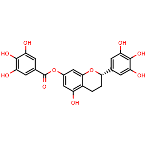 Chemical structure of (-)-Tetrahydroxyflavan-7-gallate , CAS 889447-89-6, AChemBlock AD275565