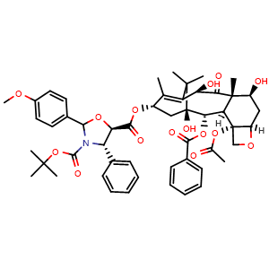 Chemical structure of 5-[(2aR,4S,4aS,6R,9S,11S,12S,12aR,12bS)-12b-(Acetyloxy)-12-(benzoyloxy)-2a,3,4,4a,5,6,9,10,11,12,12a,12b-dodecahydro-4,6,11-trihydroxy-4a,8,13,13-tetramethyl-5-oxo-7,11-methano-1H-cyclodeca[3,4]benz[1,2-b]oxet-9-yl] 3-(1,1-dimethylethyl) (4S,5R)-2-(4.. , CAS 1354900-65-4, AChemBlock AD275578