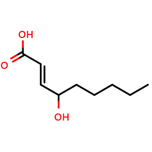 Chemical structure of (E)-4-Hydroxy-2-nonenoate , CAS 95087-42-6, AChemBlock AD275596
