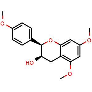 Chemical structure of (2R,3R)-3,4-Dihydro-5,7-dimethoxy-2-(4-methoxyphenyl)-2H-1-benzopyran-3-ol , CAS 3143-21-3, AChemBlock AD275611