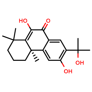 Chemical structure of (4aR)-2,3,4,4a-Tetrahydro-6,10-dihydroxy-7-(1-hydroxy-1-methylethyl)-1,1,4a-trimethyl-9(1H)-phenanthrenone , CAS 371155-09-8, AChemBlock AD275649